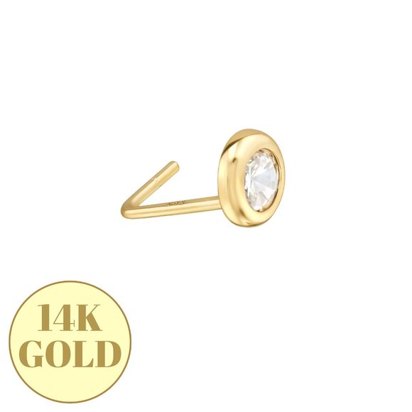 14K Gold Diamond Nose Stud – Hypoallergenic, Conflict-Free, Sensitive Skin Safe - Picture 1 of 5